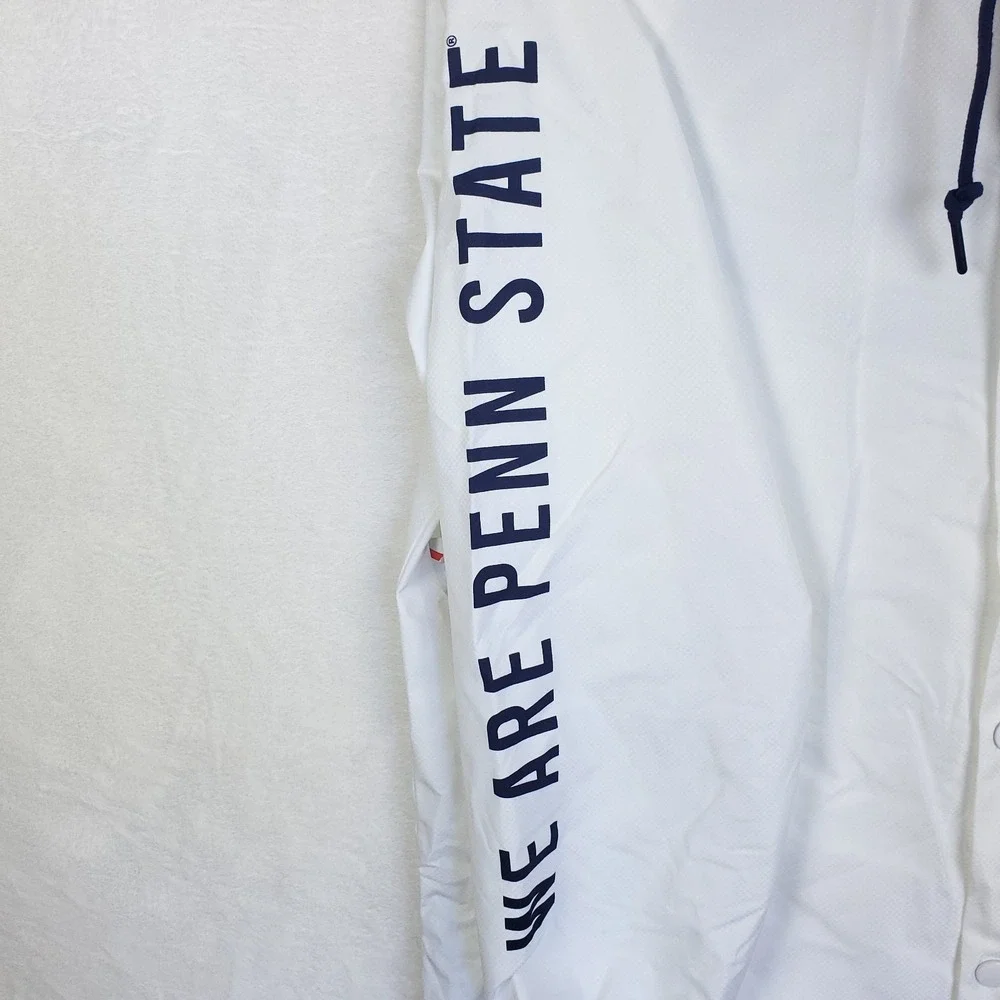 Penn State Nittany Lions Mitchell & Ness NCAA Large Windbreaker Jacket White NWT